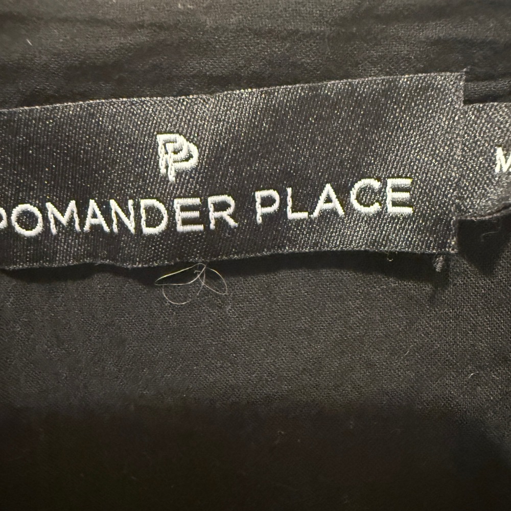 Pomander Place Black Cotton Gauze Tiered Mini Dress V-Neck Studded Y20649T M - Picture 2 of 7